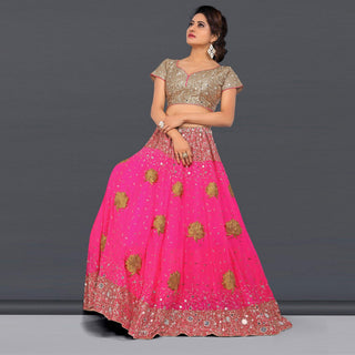 Pink Party Wear Sequins Embroidered Georgette Lehenga Choli Clothsvilla