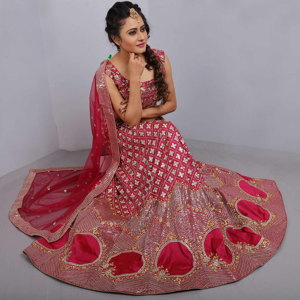 Pink Party Wear Sequins Embroidered Tapetta Lehenga Choli Clothsvilla