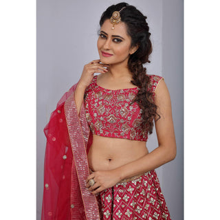 Pink Party Wear Sequins Embroidered Tapetta Lehenga Choli Clothsvilla