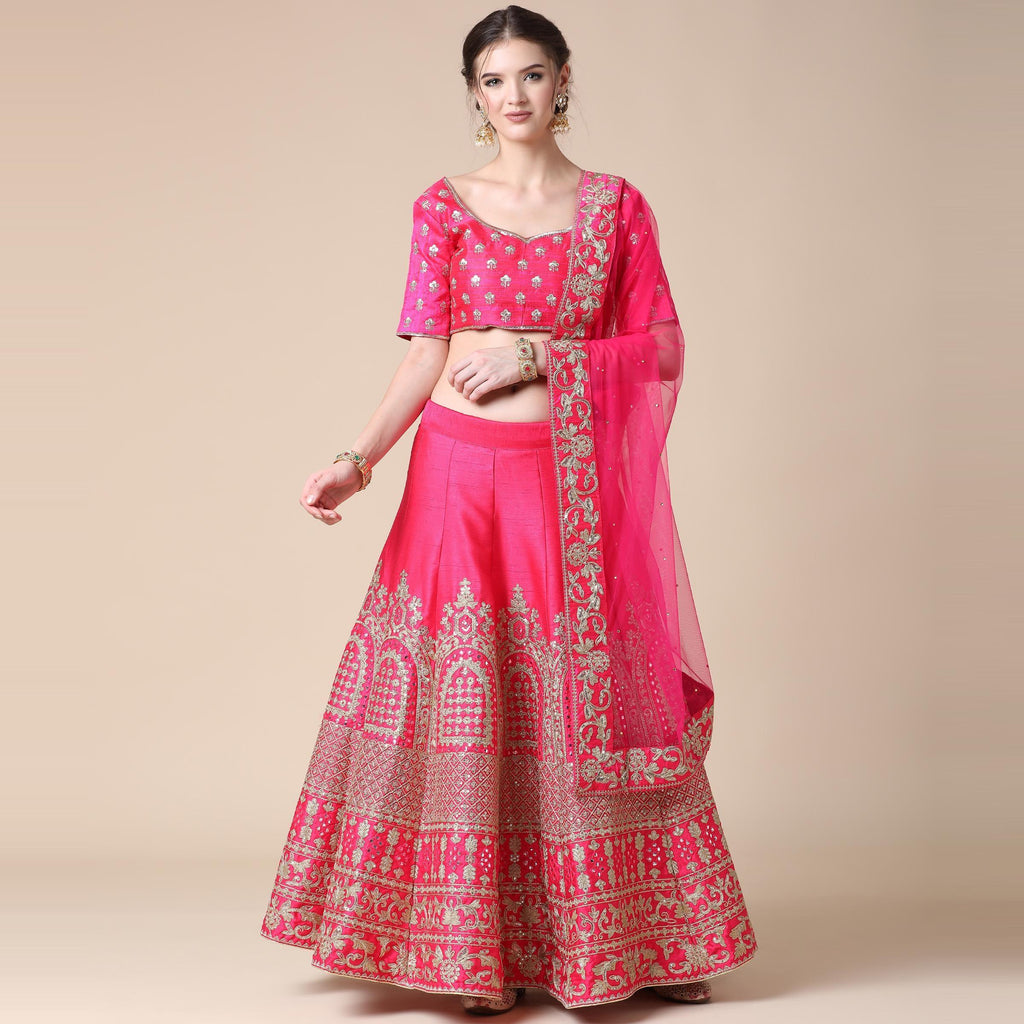 Pink Partywear Sequins Embroidered Heavy Silk Lehenga Clothsvilla