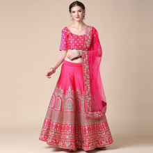 Load image into Gallery viewer, Pink Partywear Sequins Embroidered Heavy Silk Lehenga Clothsvilla