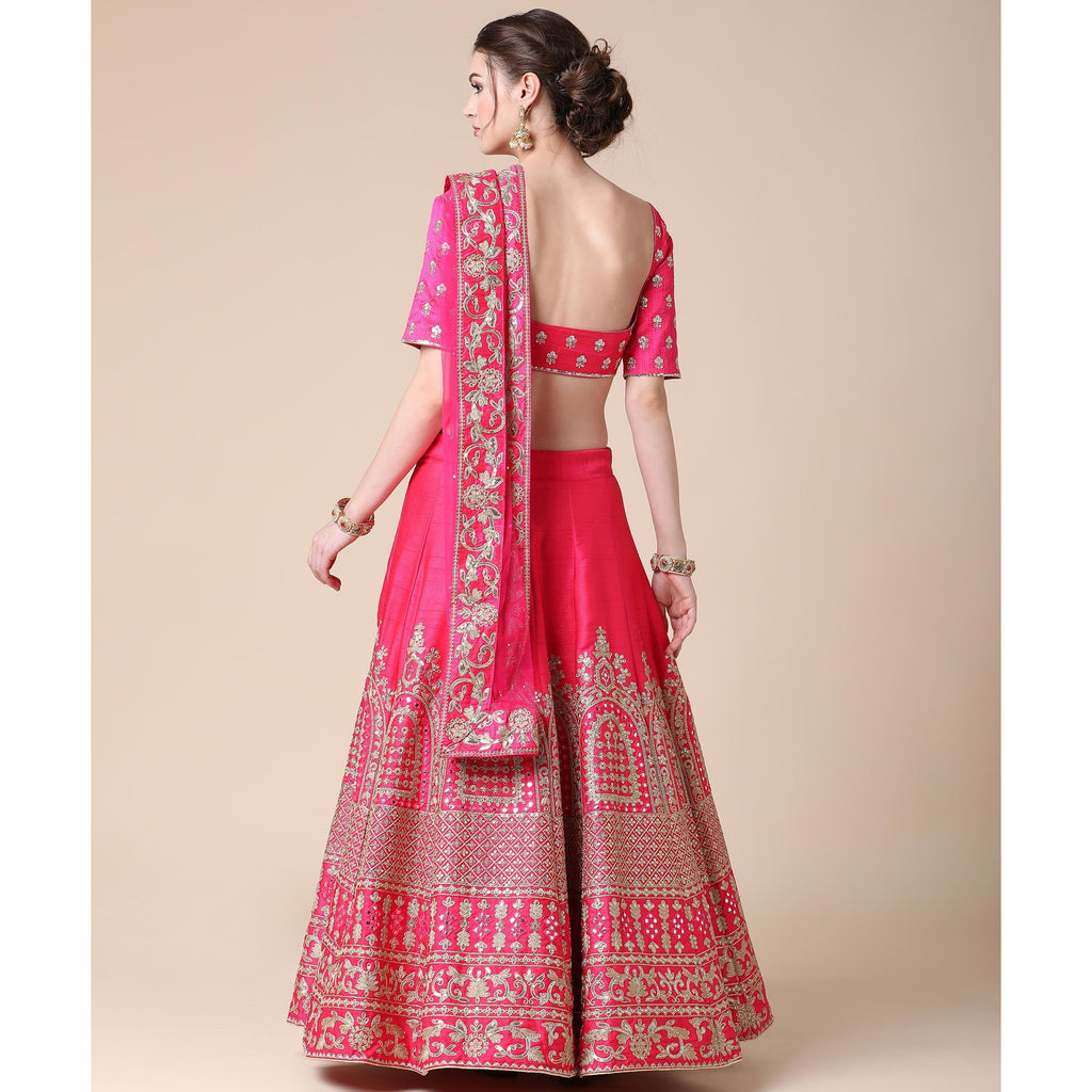 Pink Partywear Sequins Embroidered Heavy Silk Lehenga Clothsvilla