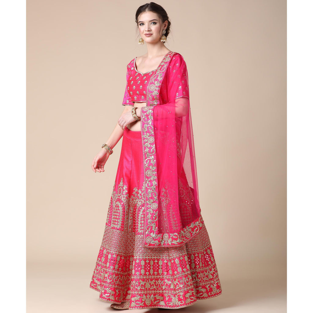 Pink Partywear Sequins Embroidered Heavy Silk Lehenga Clothsvilla