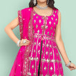 Load image into Gallery viewer, Pink Partywear Thread With Mirror Embroidered Georgette Sharara Suit Clothsvilla