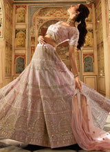 Load image into Gallery viewer, Pink Stone And Zari Work Organza Base Engagement Lehenga Clothsvilla