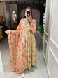 Load image into Gallery viewer, Pista Color Floral Printed Anarkali Style Chiffon Kurti Clothsvilla