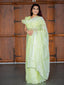 Pista Color Pallu Lace Border Jimi Silk Saree Clothsvilla