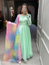 Load image into Gallery viewer, Pista Color Simple Soft Organza Gown Clothsvilla