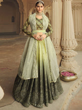 Load image into Gallery viewer, Pista Green and Mehdi Green Silk Embroidered Lehenga Choli Clothsvilla