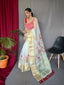 Organza Digital Floral Printed Saree Green Mist Clothsvilla