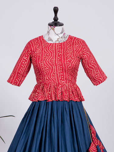 Navy Blue Color Pure Cotton Co-ord Set Lehenga Choli Clothsvilla