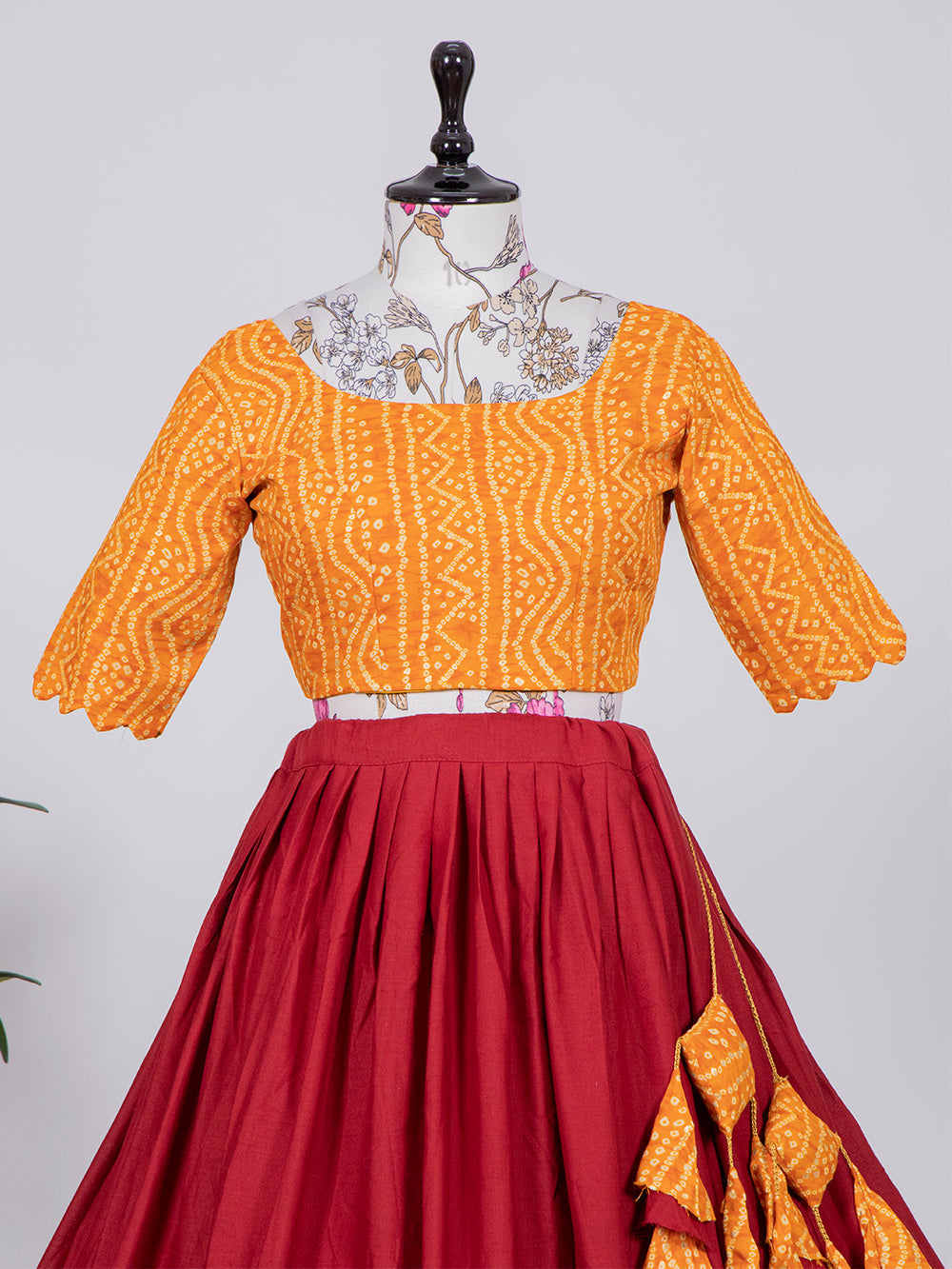 Red Color Plain Pure Cotton Co-ord Set Lehenga Choli Clothsvilla