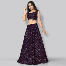 Load image into Gallery viewer, Plum Party Wear Sequins Embroidered Georgette Lehenga Choli Clothsvilla