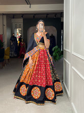 Load image into Gallery viewer, Multi Color Printed With Gamthi Work Cotton Lehenga Choli ClothsVilla.com