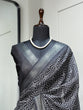 Load image into Gallery viewer, Black Color Printed With Zari Border Dola Silk Saree Clothsvilla