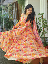 Load image into Gallery viewer, Orange Color Printed Georgette Gown Clothsvilla