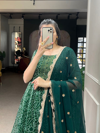 Green Color Printed With Weaving Work Patta Soft Chanderi  Dress Clothsvilla