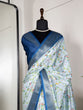 Load image into Gallery viewer, Sky Blue Color Printed With Zari Border Dola Silk Saree Clothsvilla
