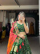 Load image into Gallery viewer, Green Color Printed With Zari Weaving Work Viscose Dola Silk Lehenga Choli Clothsvilla