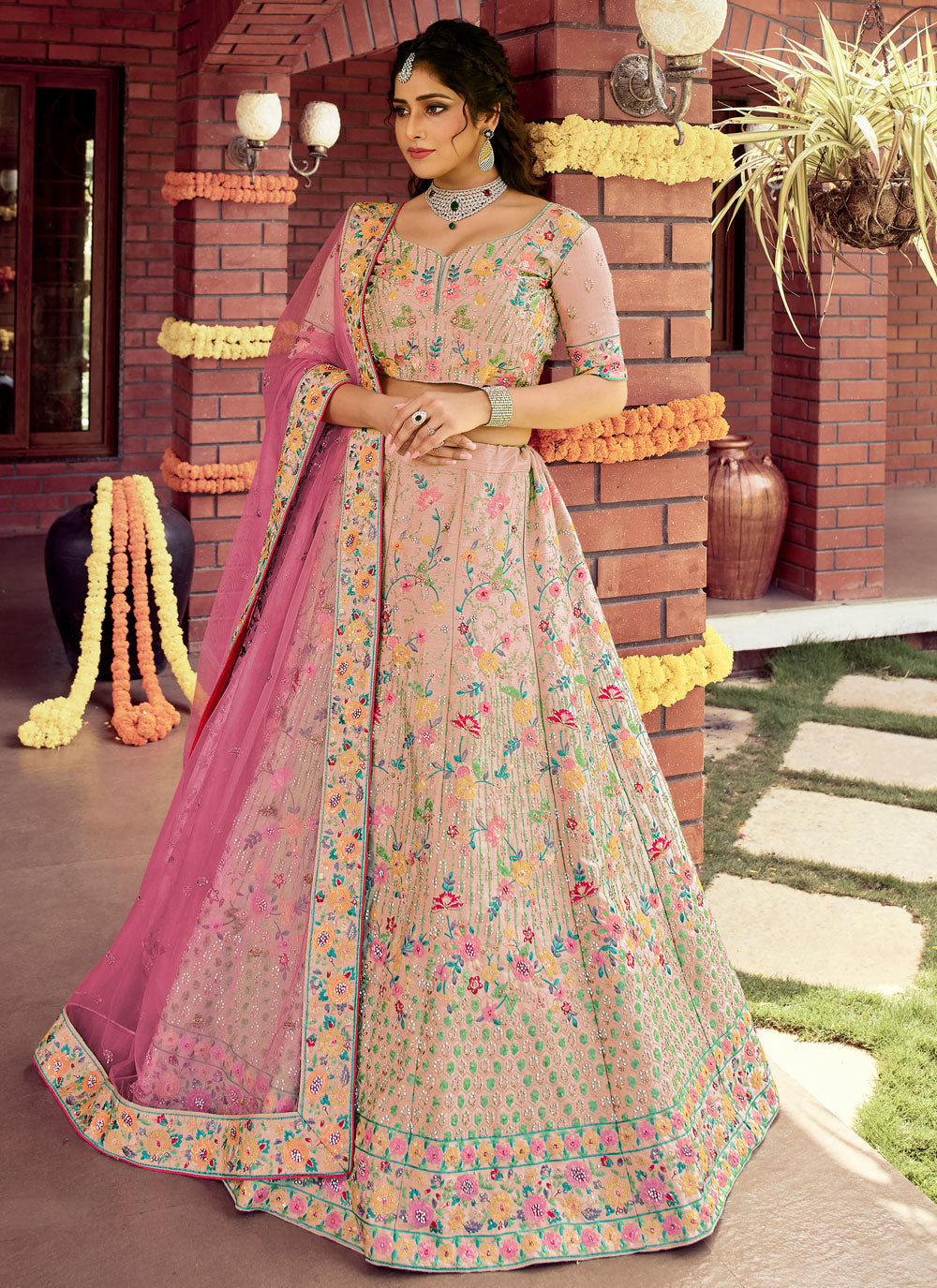 Pink Raw Silk Lehenga Choli Clothsvilla