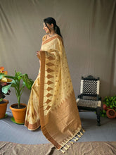 Load image into Gallery viewer, Pure Cotton Copper Woven Saree Ivory Clothsvilla