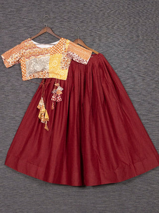 Maroon Color Pure Cotton Chaniya Choli Set Clothsvilla
