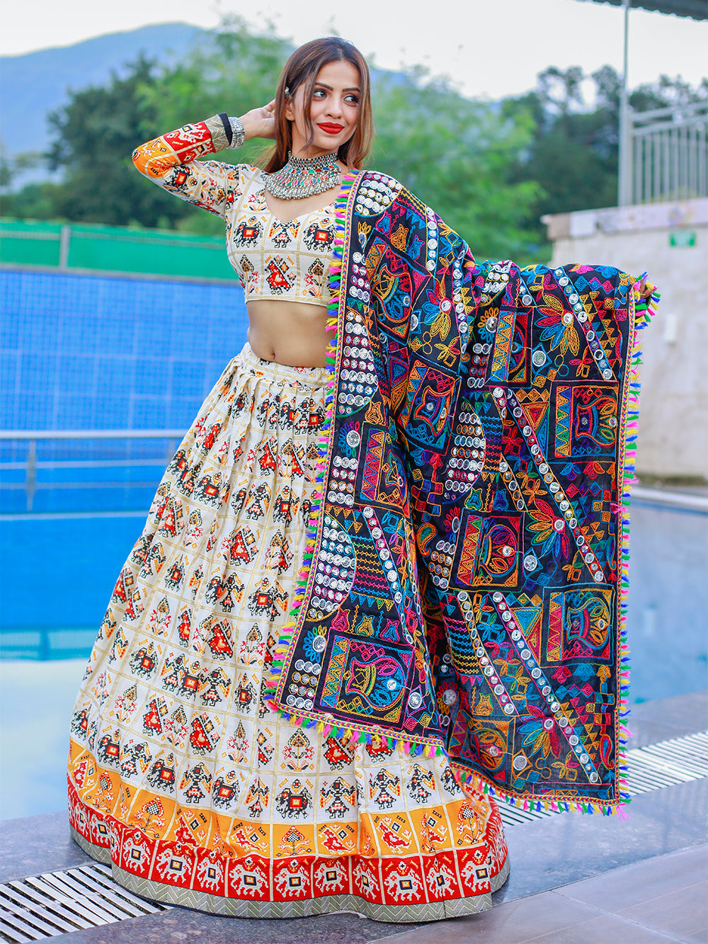 Black Lehenga Choli with beautifully stitched blouse pattern - Dress me  Royal