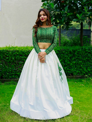 White Color Plain Pure Cotton Co-ord Set Lehenga Choli Clothsvilla