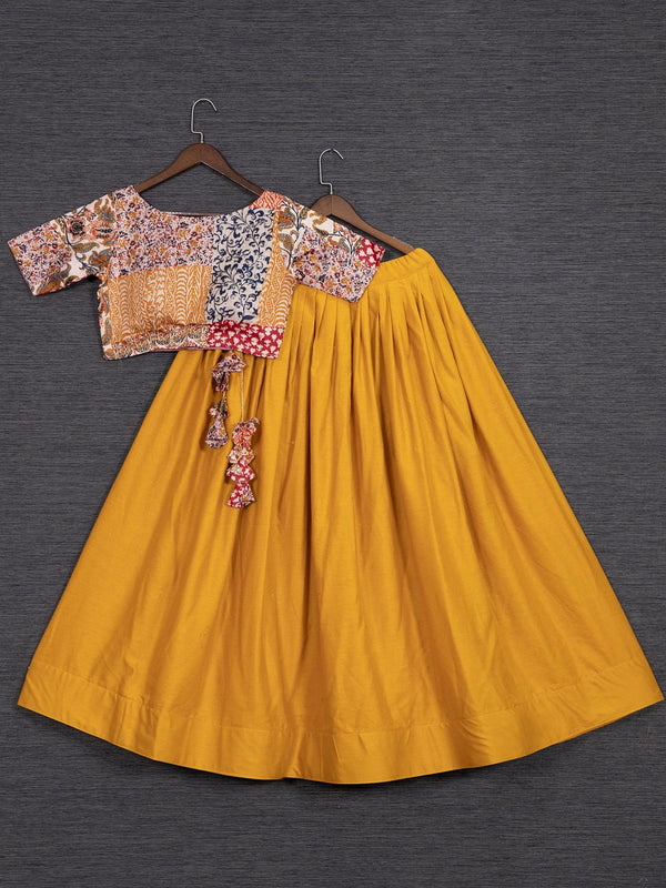 Mustard Color Pure Cotton Lehenga Choli Clothsvilla