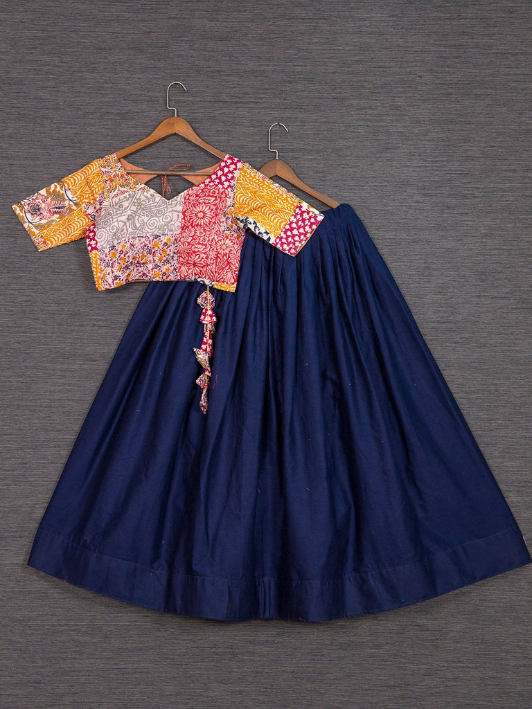 Navy Blue Color Pure Cotton Chaniya Choli Set Clothsvilla
