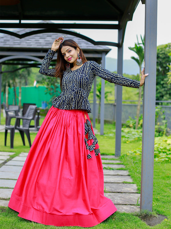 Pink Color Pure Cotton Co-ord Set Lehenga Choli Clothsvilla