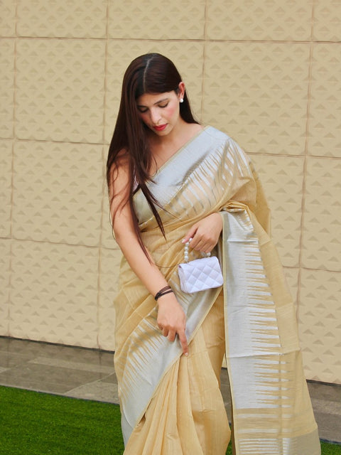 Pure Cotton Temple Woven Chickoo Clothsvilla Main image