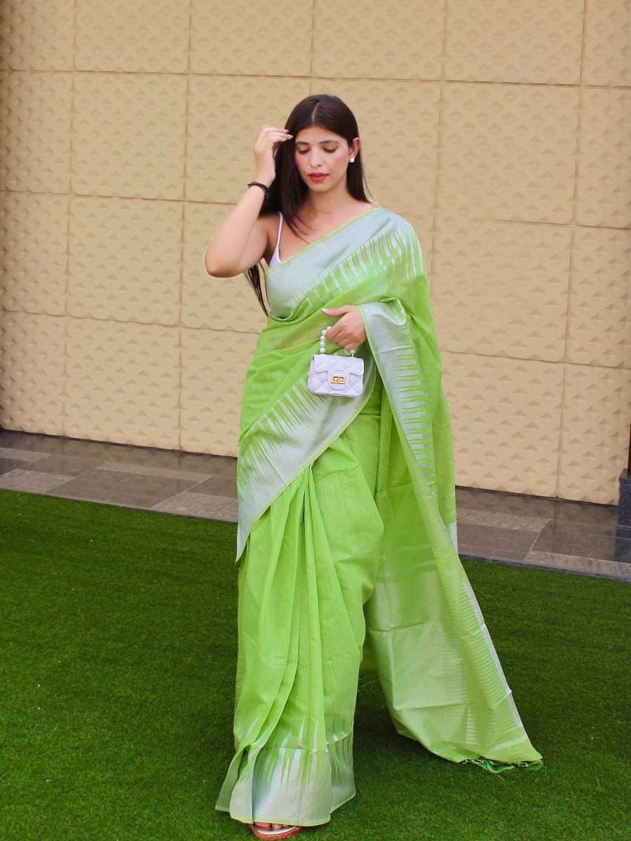 Pure Cotton Temple Woven Pastel Green Clothsvilla