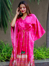 Load image into Gallery viewer, Pink Color Digital Bandhej Print Pure Gaji Silk Kaftan Clothsvilla