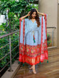 Load image into Gallery viewer, White Color Digital bandhej Printed Pure Gaji Silk Kaftan Clothsvilla
