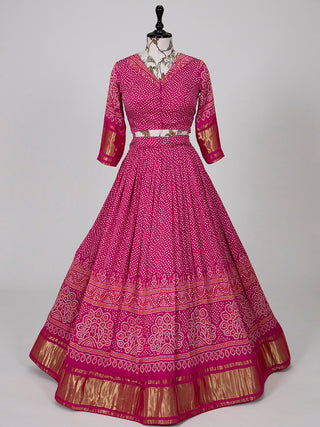 Pink Color Digital Print Pure Gaji Silk Lehenga Choli Clothsvilla