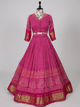 Load image into Gallery viewer, Pink Color Digital Print Pure Gaji Silk Lehenga Choli Clothsvilla