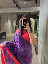 Load image into Gallery viewer, Purple Color Floral &amp; Foil Work Gaji Silk Saree Clothsvilla