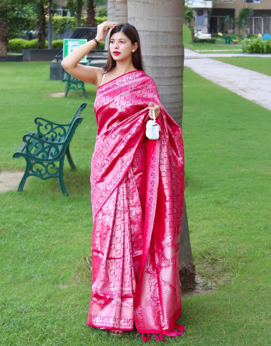 Light Pink Silver Work Shimmer Saree - Saree Blouse Patterns