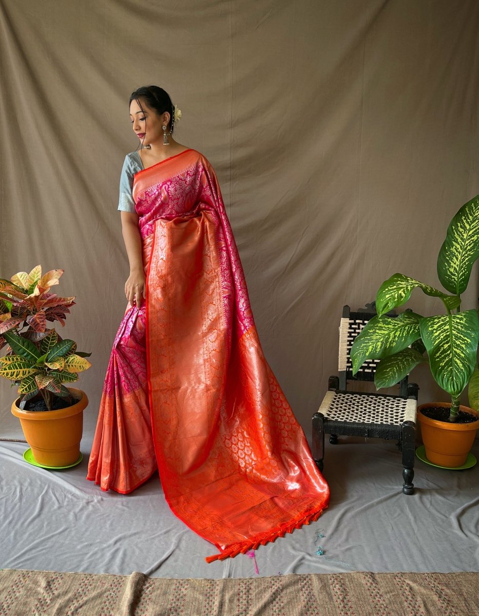 Pure Kanjeevaram Meenakari Woven Pink Clothsvilla