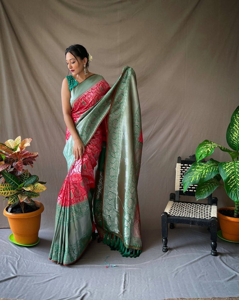 Pure Kanjeevaram Meenakari Woven Red Clothsvilla