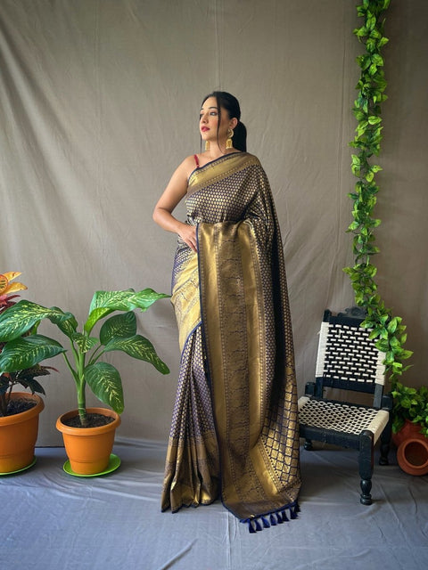 Pure Kanjeevaram Silk #2  Navy Blue Clothsvilla Main image