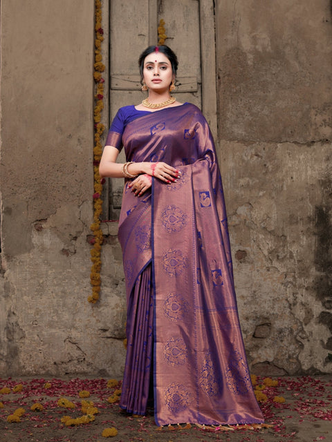 Pure Kanjeevaram Silk Mahalaxmi Violet Saree Clothsvilla Main image