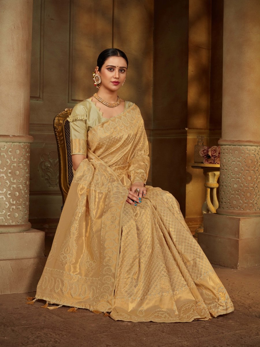 Pure Kanjeevaram Silk Maharani Cream Clothsvilla Main image