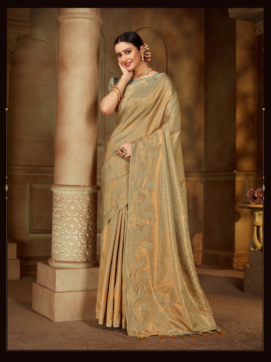 Grey Saree in Pure Kanjeevaram Silk Clothsvilla