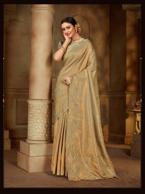 Grey Saree in Pure Kanjeevaram Silk Clothsvilla Main image
