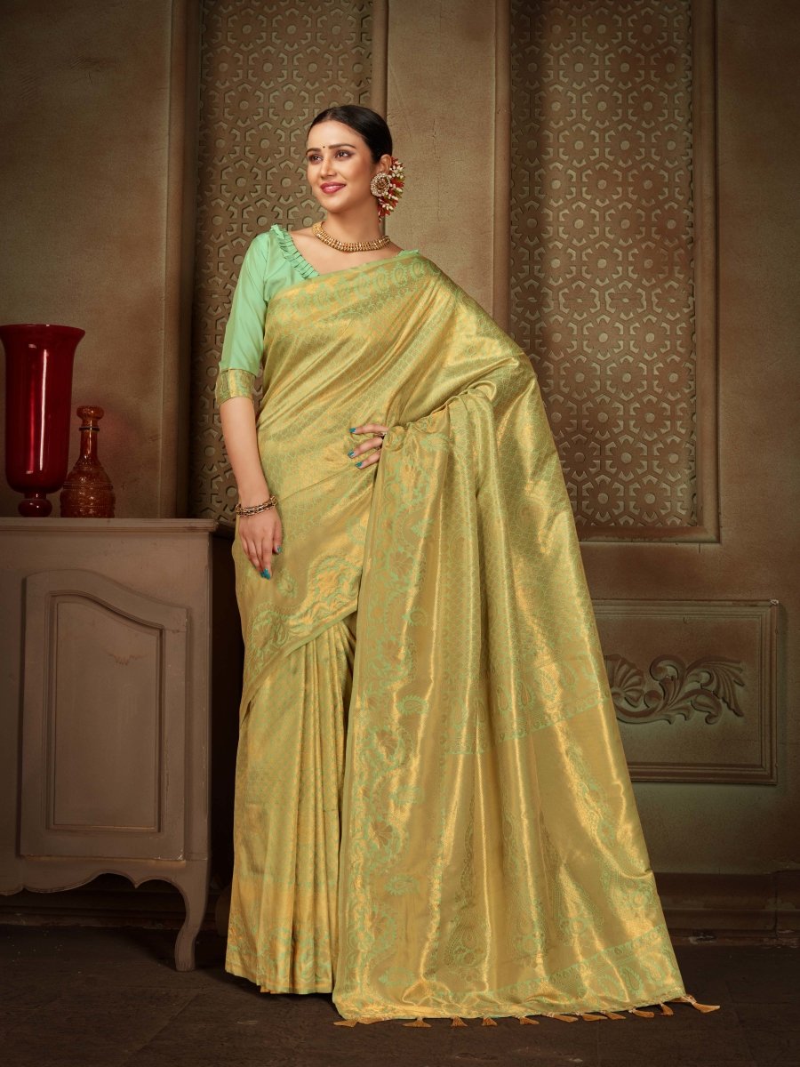 Pure Kanjeevaram Silk Maharani Light Green Clothsvilla