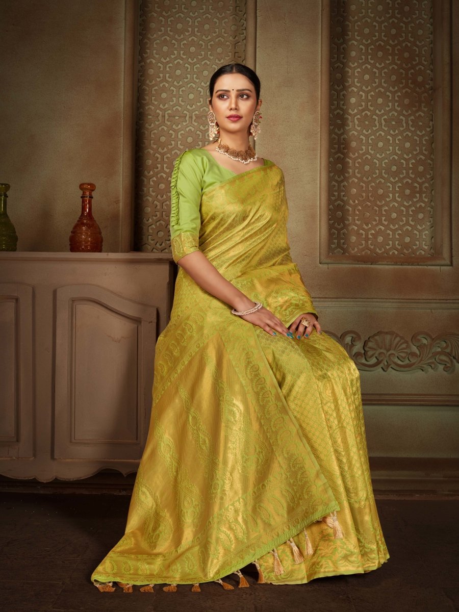 Pure Kanjeevaram Silk Maharani Parrot Green Clothsvilla