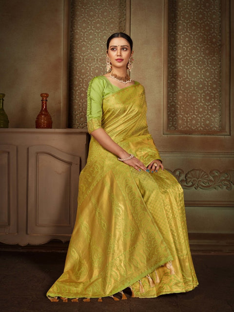 Pure Kanjeevaram Silk Maharani Parrot Green Clothsvilla Main image