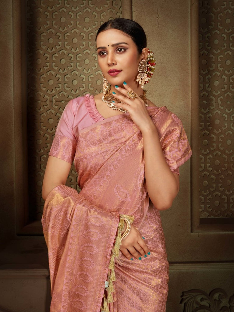 Pure Kanjeevaram Silk Maharani Pastel Pink Clothsvilla